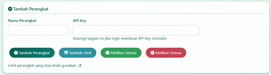 Halaman tambah perangkat